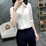 CS3-Shirt Plus Size Women's Clothing Fat mm Loose Korean Version Long-Sleeved Chiffon Shirt Professi