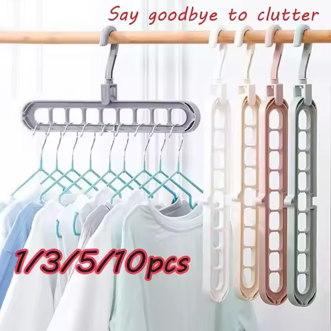 9-hole Multifunctional Clothes Hanger Storage Rack Saves Space Folding Clothes Hanger Magic Clothes 