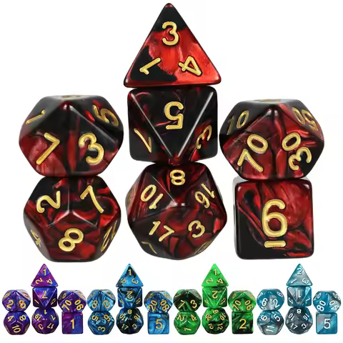 7PCS 1 Set Galaxy Style DND Dice Set D4 D6 D8 D10 D12 D20 Multifaceted Dice Are Used For TRPG Dragon