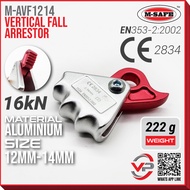 M-SAFE M-AVF1214 ALUMINIUM VERTICAL FALL ARRESTOR RINGAN 16kN LOCK DEVICE FOR 12-14MM SAFETY ROPE GR
