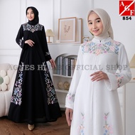 Gaun Putih Baju Raya 2026 Terbaru Kaftan Dress Kembang Muslimah Elegan Jubah Abaya Haji Umrah 854