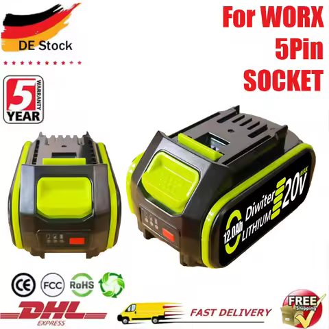20V 8.0Ah/12.0Ah Replacement Battery for WORX Series Power Tools，with LED Indicator, Compatible with
