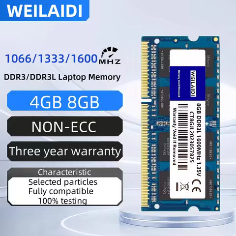 DDR3 DDR3L 4GB 8GB 1066 1333 1600MHZ Sodimm RAM,PC3L-12800s Memory 204Pin 1.35V/1.5V CL11 Non-ECC Un