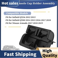 Car Rear Seat Console Cup Holder Assembly Insert Cup Holder Cover 88741-1LK3D for    QX56 QX80 Black