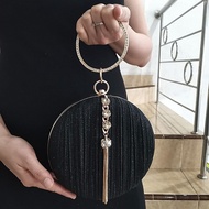 Tas Pesta Wanita Kondangan Import Terbaru Mewah Murah Kristal Kain Satin Round Bulat Wisuda 282701