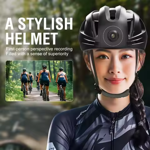 RAW3 GPS Smart Cycling Helmet Recorder 4K Anti-Shake Camera Helmet Camera Gray Goggles Removable Lit