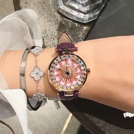 Timini Watch Fashion Roulette Rhinestone Dial Belt Watch Quartz Watch Water Drop Watch 【MAR】