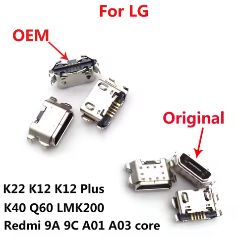 LG 10-100pcs Micro USB Connector Charging Port Dock Plug Socket For K22 K12 Plus K40 Q60 LMK200 Redm