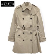 Burberry London B1A59-830-51 米色棉質風衣，搭配 Nova 格紋襯裡，尺寸 36