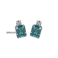 Asche Natural 1.5ct Aquamarine Earrings Female Topaz High Carbon Diamond Crystal Gemstone Earrings