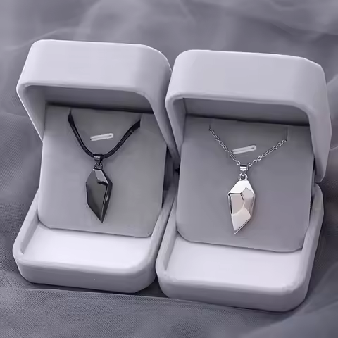 Good Simple Quality Couple Pendant Necklace Electrocardiogram,Magnetic Heart,Pendant Splicing Neckla