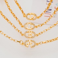 Hyl Jewelry 244N Kalung Titanium Huruf Muda Emas Wanita Anti Karat Asli Panjang