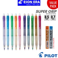 Pilot Super Grip Mechanical Pencil 0.5mm 0.7mm Value Pack with 2B Polymer Leads H185N/H187N
