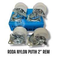 [4 PCS] 2" White Nylon Caster Wheels with Brake Trolley