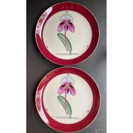 Japan surplus Narumi set of 2 souvenir porcelain ceramic dinner luncheon plates in orchid pattern