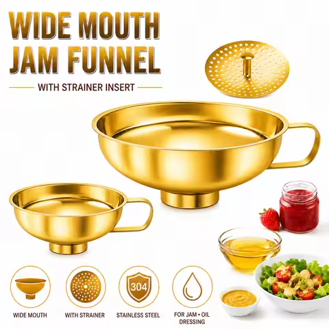 2/3 Pack Kitchen Canning Funnels Set with Strainer Stainless Steel Wide Mouth Canning Funnels for Fi
