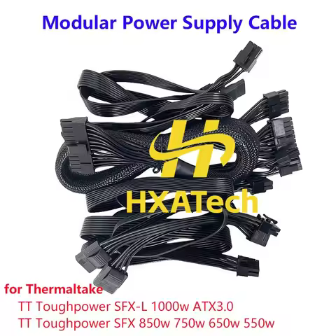 HXATech- 12VHPWR PCIE5.0 CPU 8pin PCI-E 6+2pin SATA Modular Power Cable for Thermaltake Toughpower S