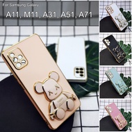 Samsung Galaxy A11 M11 A31 A51 A71 Cute Fat Bear Phone Stand I Ring Holder Silicone Soft Housing Cov