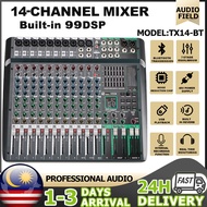 Professional DJ Audio Mixer 14 Channel with 99 DSP Effects,7-band EQ,Independent 48V Phantom Power,B