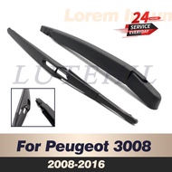 Wiper 12" Rear Wiper Blade &amp; Arm Set Kit For Peugeot 3008 MK1 2008-2016 2009 2010 2011 2012 Windshield Windscreen Rear Window