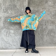 Y2 style ️ Color Tie-Dye University T Y2style European American Design Loose Korean Version Medium L