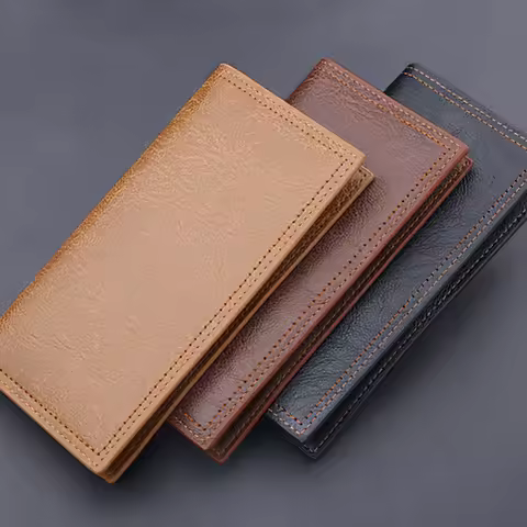 Classic Men'S Wallet Long Oil Wax Leather Long Wallets Gift Vintage Card Simple Storage Big Money Cl