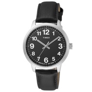 [TIMEX] Easy Reader Men's Watch, Black Dial, Brass, Mineral Glass, Quartz, 43MM, Calf Leather, TW2V2