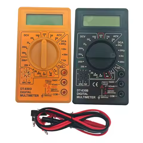 DT-830 Digital Multimeter Buzzer Square Wave Output Voltage Ampere Ohm Tester Probe DC AC LCD Overlo