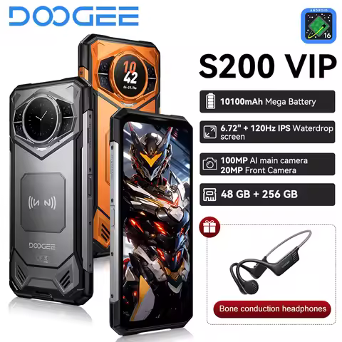DOOGEE S200 VIP Edition Rugged Phone 6.72" 120Hz Display Telephone Portable 48GB+256GB 10100mAh 100M