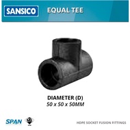 Sansico HDPE Socket Fusion Fittings SF-ET50 Equal Tee 50MM x 50MM x 50MM