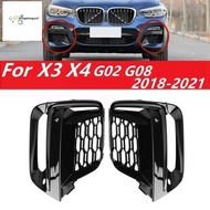 1Pair Front Bumper Fog Light Grille Cover for BMW X3 G01 X4 G01 G02 G08 18-2020 Exterior Cover (with Fog Lamp Hole)