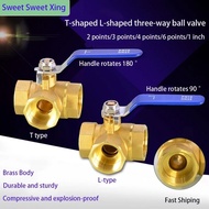 ♀1/2 IN Copper Three Way Ball Valve T Type L Type 1/4IN 3/8IN 3/4 IN 1 IN Inner Wire Valve Switc cⓞ