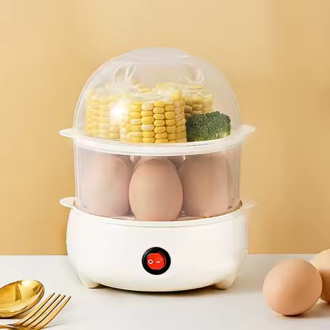 Egg Cooker Multifunctional Electric Egg Boiler Double Layers Egg Cooker Mini Steamer Poacher Kitchen