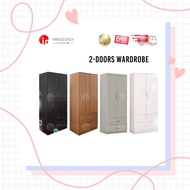 Simple 2 Doors Wardrobe/ Standalone Wardrobe / Open Door Wardrobe [FREE INSTALLATION]