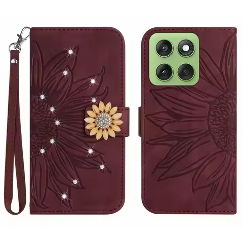 Sunflower Crossbody Wallet Book Case For Sharp Wish5 Wish4 Wish3 Aquos Sense 9 8 7 V6 Plus Leather L