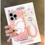 [Set Lanyard] Cute White Cat Animal Case Redmi A7 Pro 15C 15 Note 14 13X 13 14C 13C Case