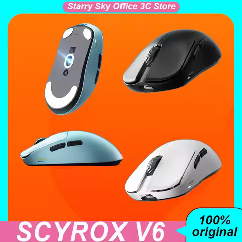 SCYROX V6 Wireless Mouse Dual Mode Pixart3950 Sensor 8k Low Latency Lightweight Ergonomics Customize