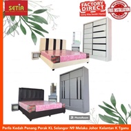 SETIA-[Siap Pasang]Bedroom Set5'x7'(Divan5'+Wardrobe+Dressing Table+Side)