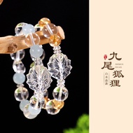 White Crystal Yellow Crystal Lotus Nine-Tailed Fox Crystal Bracelet Single Loop Unisex