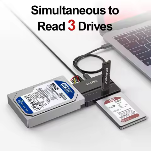 Unitek USB Type C 10Gbps to M.2 SATA IDE 3 in 1 Multi-LUN Adapter Tool-Free Portable External PCIe N