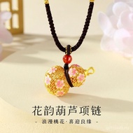 Supply Peach Blossom Pure Silver Necklace New Chinese Style Hot-selling 999.9 Hollow Gourd Handmade 