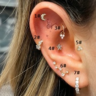 1pc Helix Daith Piercing Ear Stainless Steel Earrings Gold Color Zircon Star Tragus Conch Cartilage 