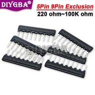 10PCS 5Pin 9Pin Exclusion Network Resistor Array DIP 100 220 330 470 510 680 1K 1.2K 1.5K 2K 2.2K 3.
