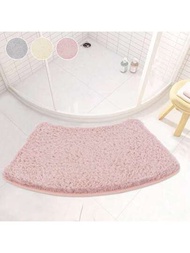 1入組厚實柔軟吸水力強之粉色超細纖維美麗絨面扇形浴室墊，適用於淋浴、浴缸、驗手間，並具防滑功能