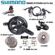 Shimano Ultegra R8020 Shifter R8070 Hydraulic Disc Brake Groupset Flat Mount 2x11 Speed R8000 Cranks