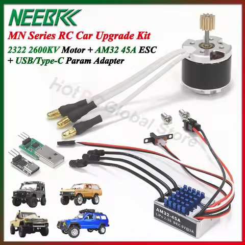 NEEBRC 2322 2600KV Brushless Motor AM32 45A ESC Param Adapter for 1/12 RC Car Crawler MN99S MN168 MN