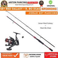Joran Set Spinning Monoloi Red Galaxy  180 cm + BA 2000 13 BB Drag 10Kg