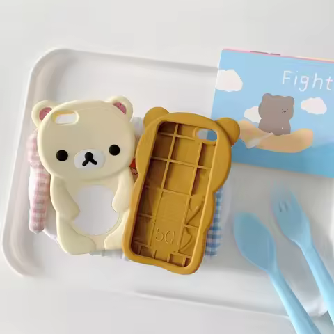 3D Cartoon Rilakkuma Bear Phone Case For iPhone 16 15 14 Plus 13 12 Pro Max 11 X Xs Max 7 8 SE 6s 5s