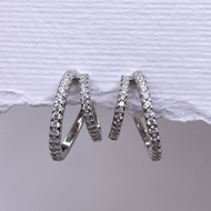 ต่างหูห่วงก้าน ดับเบิ้ล คริสตัล เพชร CZ