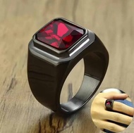 Promo Cincin Pria Permata Merah Viral Stail Korea Terbaru Titanium No luntur